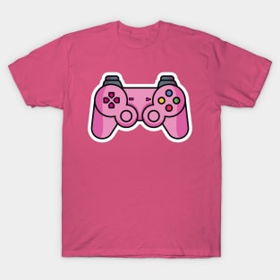 Joystick Controller and Game Pad Stick Sticker vector illustration. Sports and technology gaming objects icon concept. Video game controller or game console sticker logo design with shadow. T-Shirt